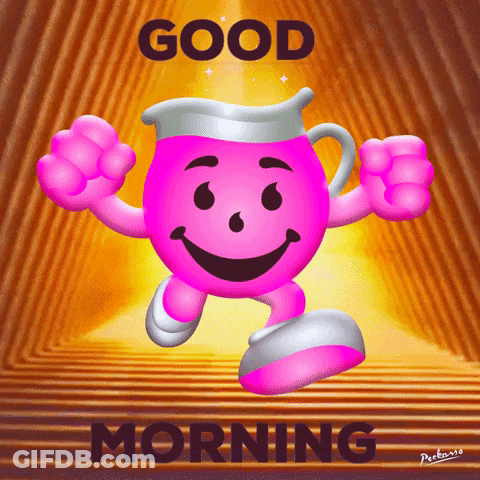 Pink Cartoon Character Good Morning GIF