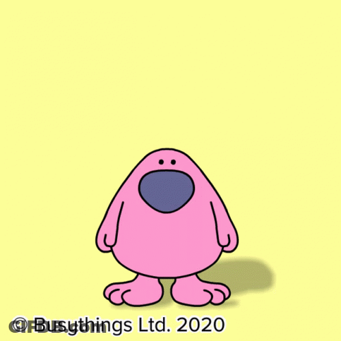 Pink Cartoon Character Raising Fist GIF