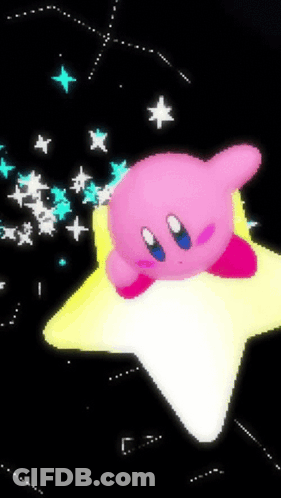 Pink Cartoon Character Sitting On Yellow Star GIF