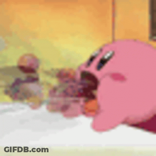 Pink Cartoon Character Sitting GIF