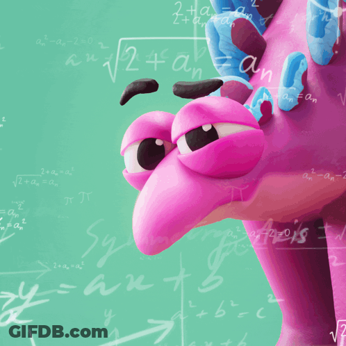 Pink Cartoon Character Surrounded By Math Equations GIF