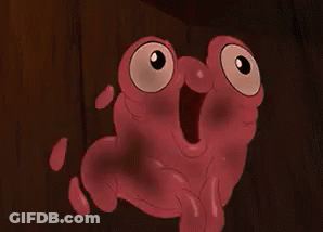 Pink Cartoon Character With Big Eyes And Mouth Open GIF