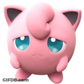 Pink Cartoon Character With Blue Eyes Sad GIF