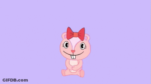 Pink Cartoon Character With Bow And Heart GIF