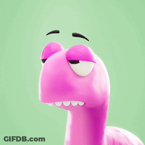 Pink Cartoon Character With Closed Eyes And Black Eyebrow GIF