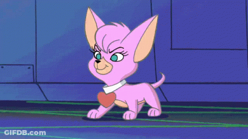 Pink Cartoon Character With Heart Blue Wall GIF