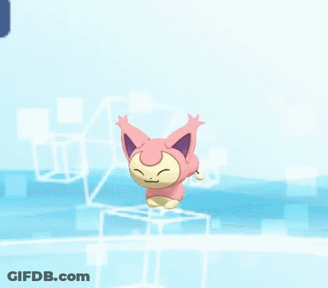Pink Cartoon Character With Purple Ears Flying GIF