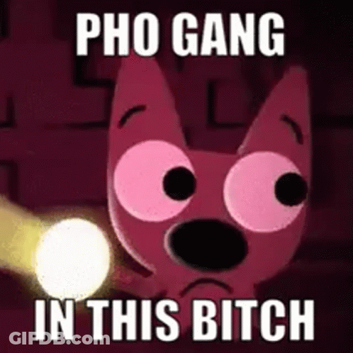 Pink Cartoon Dog Holding Flashlight Says Pho Gang In This Bitch GIF