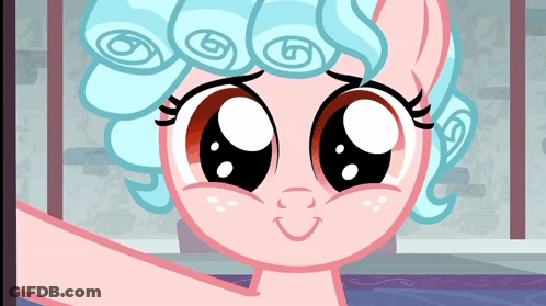 Pink Cartoon Pony With Blue Hair Smiling GIF