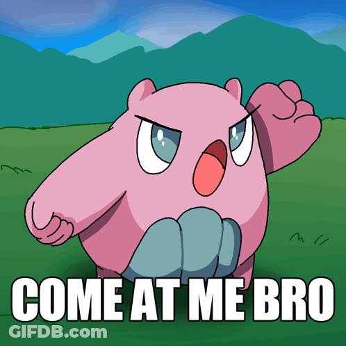 Pink Cartoon Saying Come At Me Bro GIF