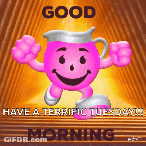 Pink Cartoon Saying Good Have A Terrific Tuesday GIF