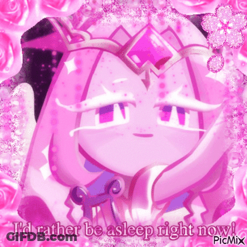 Pink Cartoon Saying I'd Rather Be Asleep Right Now GIF