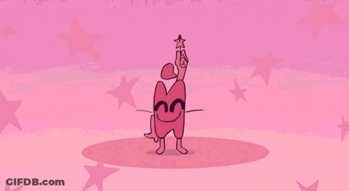 Pink Cartoon With Star On Head Playing Video GIF