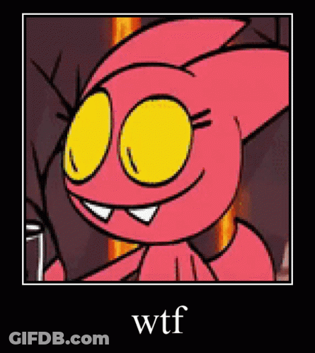 Pink Cartoon Yellow Eyes Wtf GIF