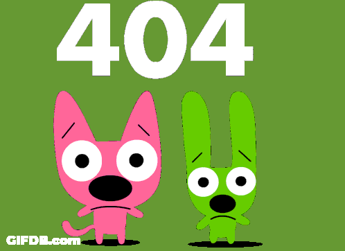 Pink Cat And Green Rabbit With 404 GIF