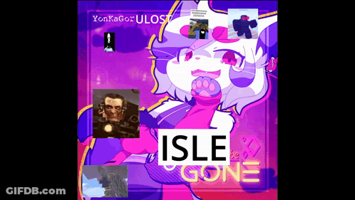 Pink Cat Isle Of Gone Poster GIF