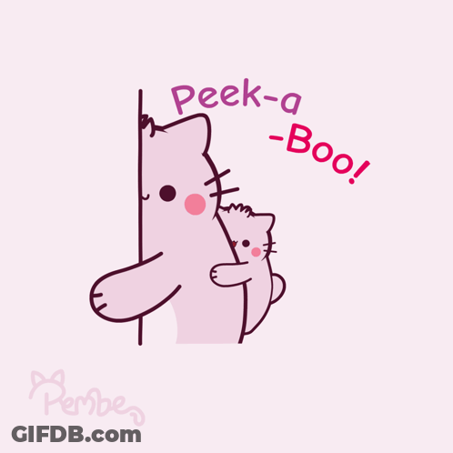 Pink Cat Peeking Peek-A-Boo GIF