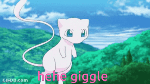 Pink Cat Standing In Field Saying He He Giggle GIF