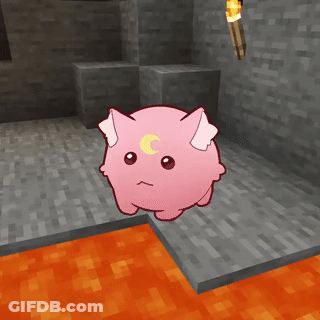 Pink Cat With Crescent Moon On Its Head In Video Game GIF