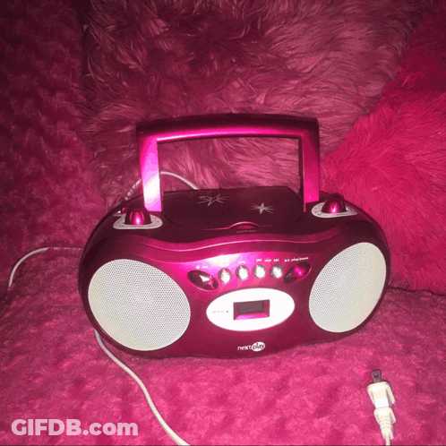 Pink CD Player Saying Next GIF