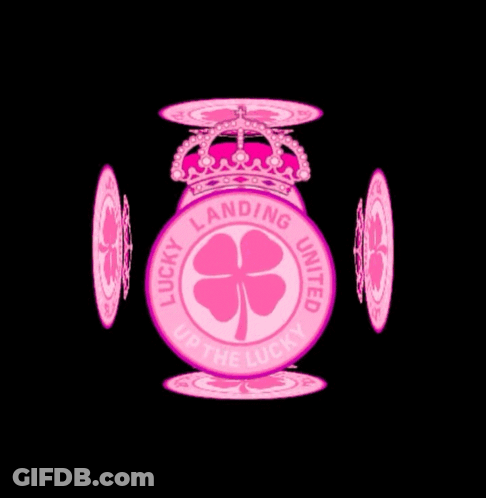 Pink Circle With Four Leaf Clover Saying Lucky United GIF