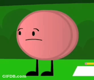 Pink Circle With Legs And Face Standing On Green Table GIF