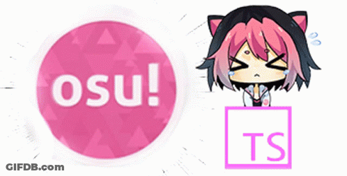 Pink Circle With Osu Next To Crying Girl GIF