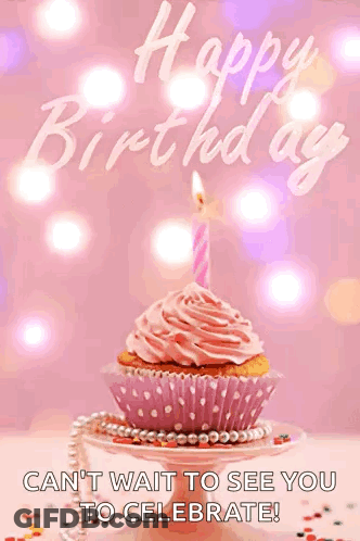Pink Cupcake Birthday Card GIF