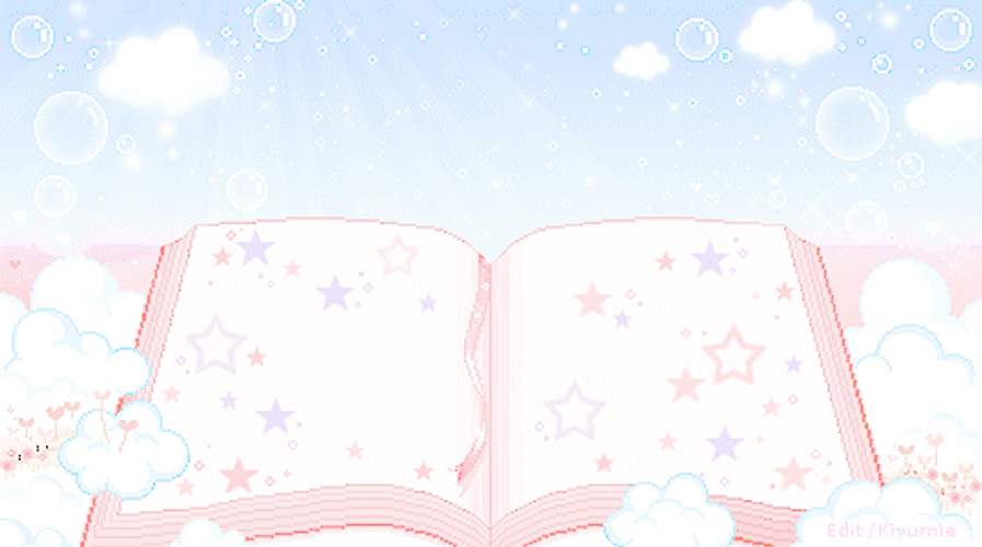 Pink Cute Starry Book Bubbles GIF