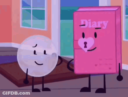 Pink Diary With Heart Next To White Ball GIF