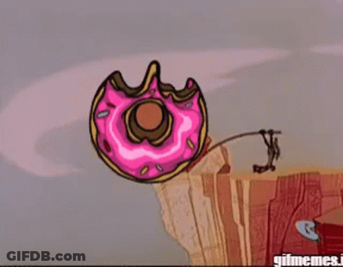 Pink Donut On Cliff GIF