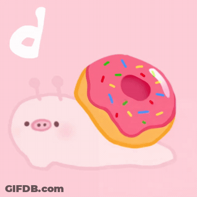 Pink Donut With Sprinkles Crawling Saying Donut GIF
