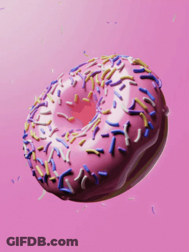 Pink Donut With Sprinkles Floating GIF