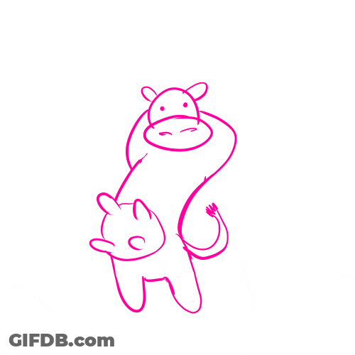 Pink Doodle Shaking Moo GIF