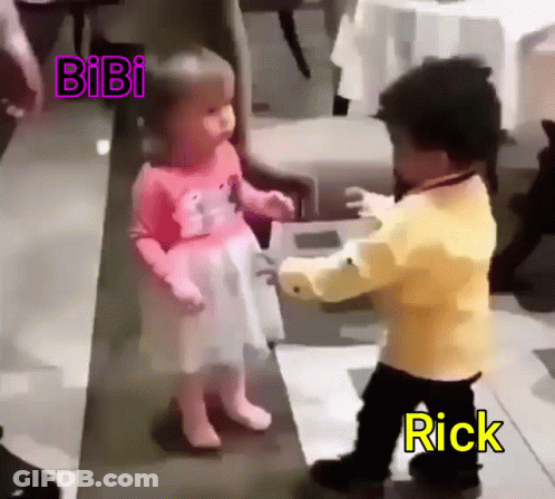 Pink Dress Girl Dancing With Yellow Shirt Boy Rick GIF