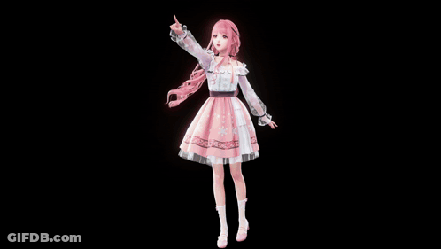 Pink Dress Girl Next To Black And White Dress Girl GIF