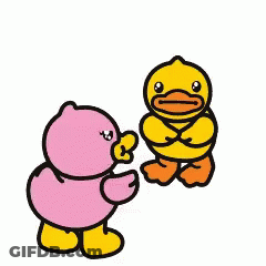 Pink Duck And Yellow Duck Crying GIF
