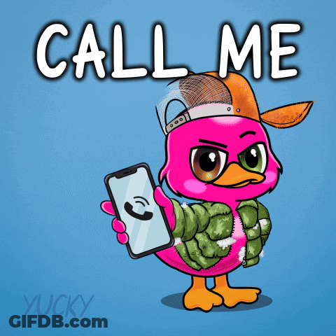 Pink Duck Holding Cell Phone Saying Call Me GIF