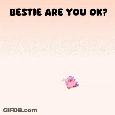 Pink Duck Holding Megaphone And Purse Bestie Are You Ok GIF