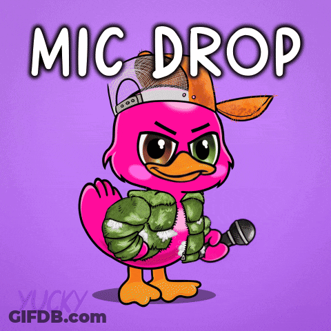 Pink Duck Holding Microphone Mic Drop GIF