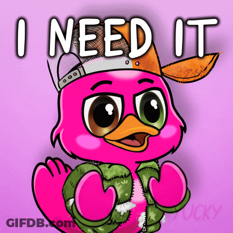 Pink Duck In Hat And Gloves Saying I Need It GIF