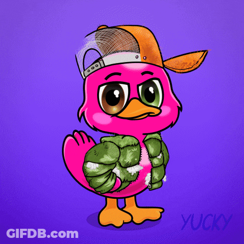 Pink Duck In Hat Saying Lips GIF
