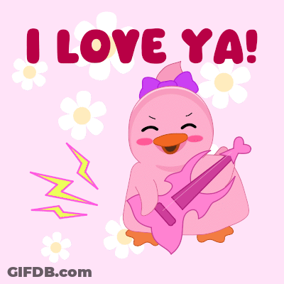 Pink Duck Playing Guitar I Love Ya GIF