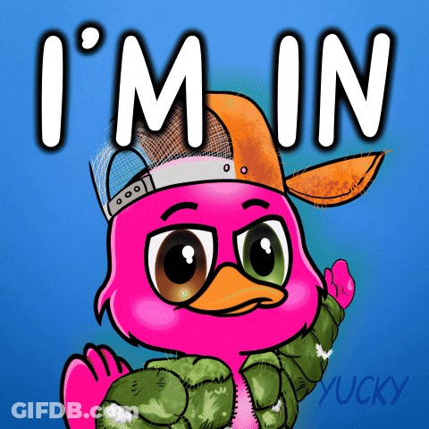 Pink Duck Saying Im In GIF