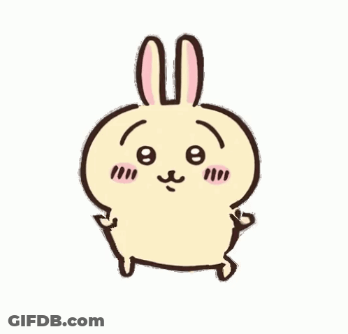 Pink-Eared Cartoon Rabbit Making Funny Face GIF