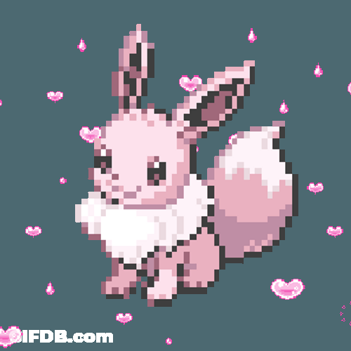 Pink Eevee Pokemon Hearts Love GIF