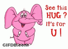 Pink Elephant Hugging GIF