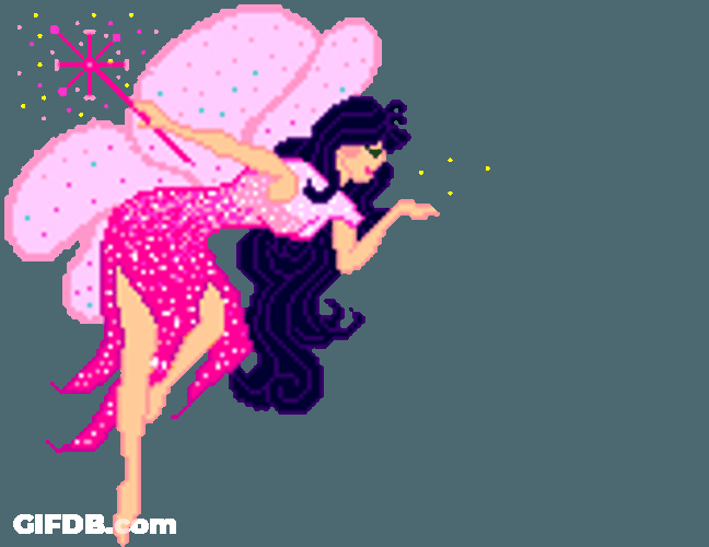 Pink Fairy Blowing Hearts GIF