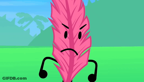 Pink Feather With Angry Face And Microphone GIF