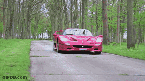 Pink Ferrari Driving GIF